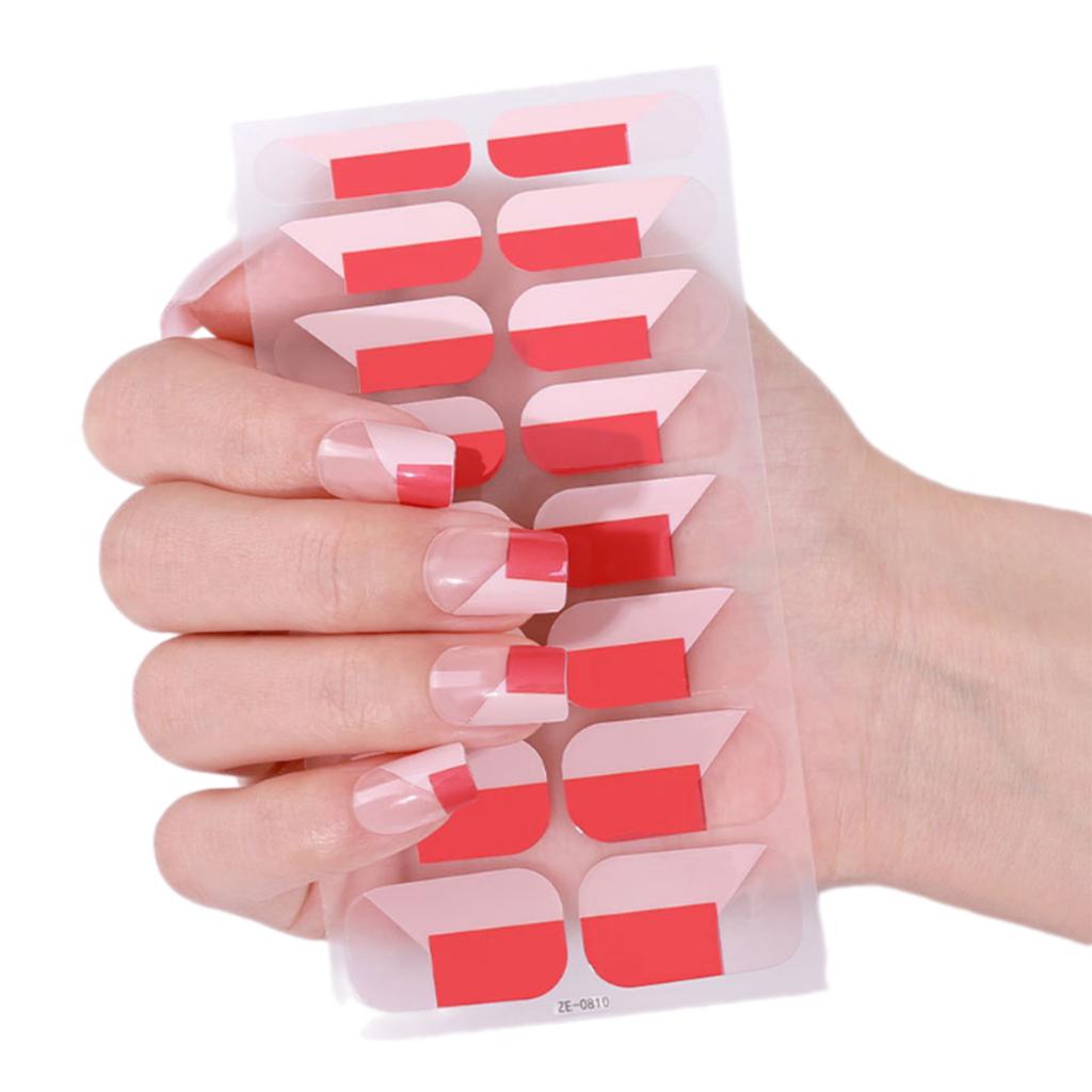 French Tip Gels Nail Strips Glittering Gels Nail Sticker Lovely Nail Polish Strips Gels Nail Wrap Nail Art Sticker