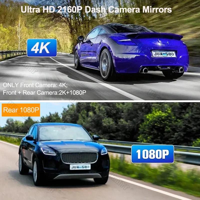 4K Фронтальная или Задняя Камера 1080P Беспроводной Carplay Android Auto 9.66" Зеркальный Видеорегистратор для Авто Dvr Видеорегистратор Автоаксессуары