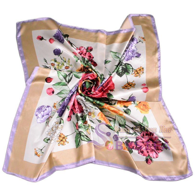 [BYSIFA] Женские квадратные платки-шарфы цвета хаки 90*90 см мусульманские женские головные платки весна-осень универсальные женские шейные платки шелковый платок