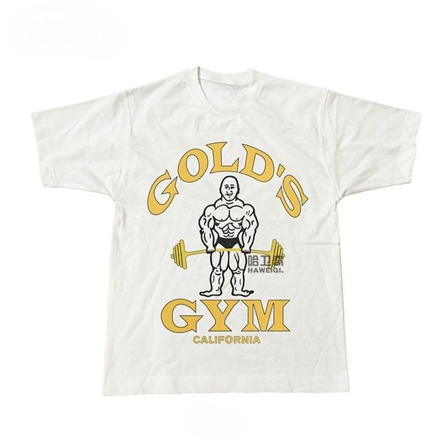 Мужская футболка с коротким рукавом Golds Gym, оверсайз, в американском ретро стиле, для бодибилдинга, с круглым вырезом