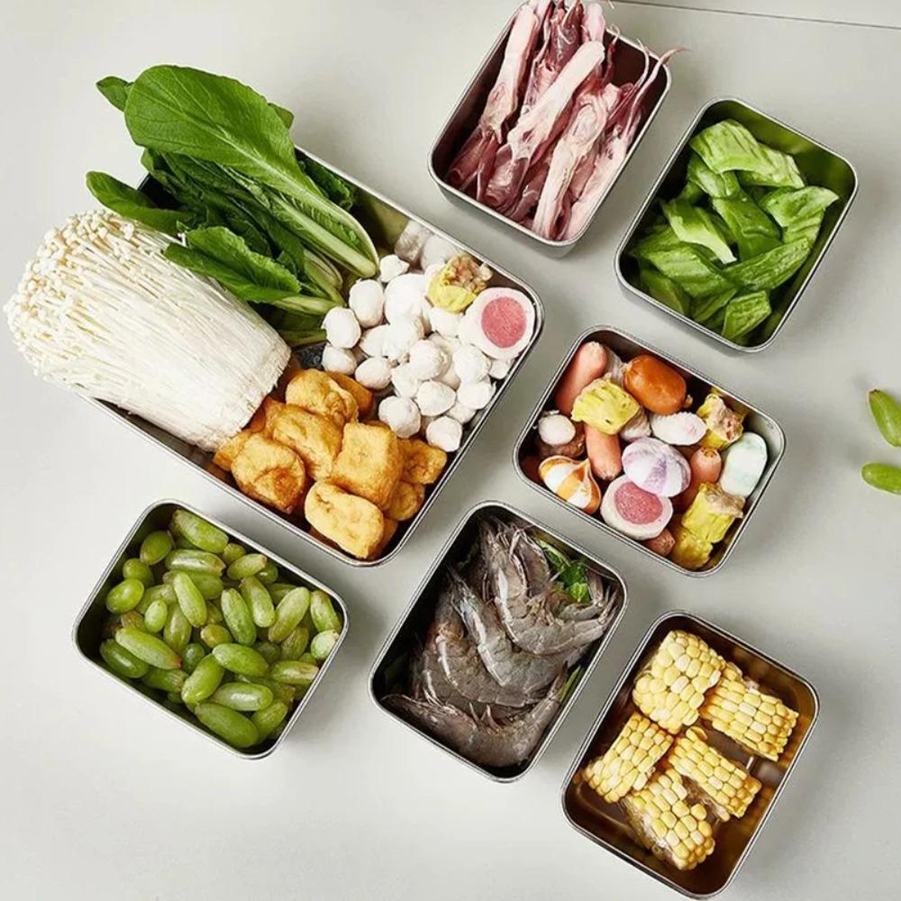 with Plastic Cover Stainless Steel Food Storage Box Rustproof Food Container Sausage