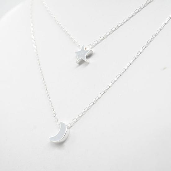 Женское сексуальное двухслойное вертикальное подвесное ожерелье со звездой и луной