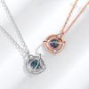 Ожерелье Dream Universe Planet для женщин 925 пробы с креативным синим стеклом и кристаллами, цепочка на ключицу из розового золота 16 карат, подарочный предмет