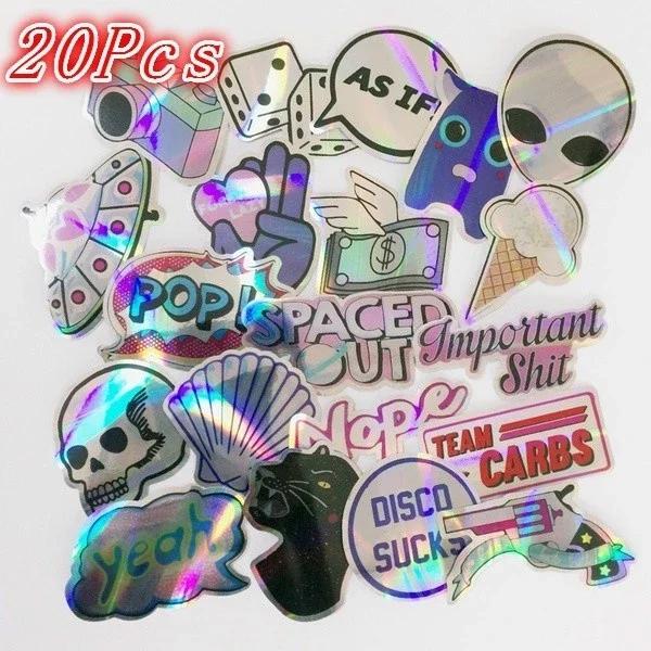 20pcs UFO Style Skull Camera Bling Stickers PVC Car DIY Stationery Sticker Skateboard Decal Notebook Trolley Case Backpack Table