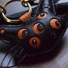 Handmade Leather Black Cat KeyChain Bag Charm