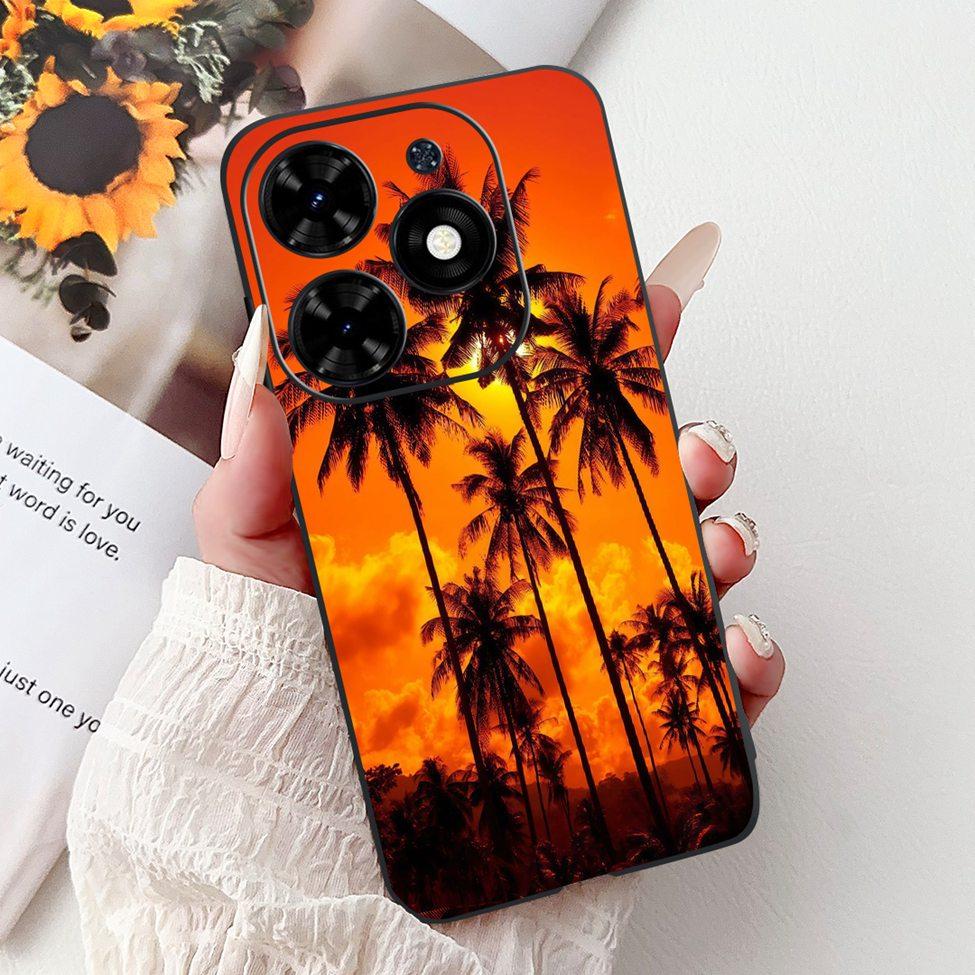 Для Tecno Spark Go 2024 BG6 Задняя крышка Для Tecno Spark Go 2024 Чехол Модный Роскошный Цветы Милый Мультяшный Кот Ударопрочный Силиконовый