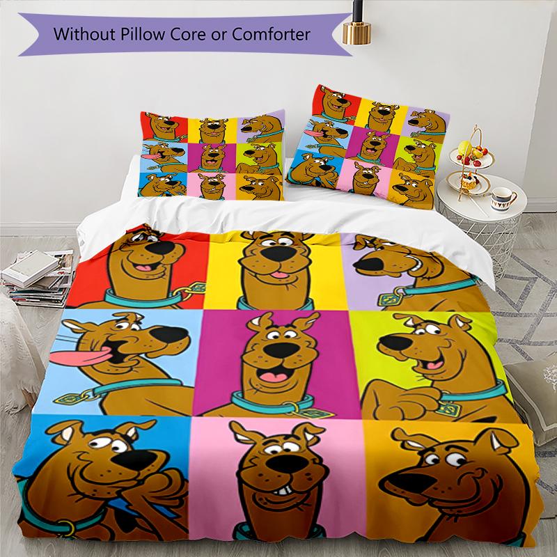 3 шт. Комплект постельного белья Scooby-Doo Пододеяльник на молнии Включает 1 пододеяльник и 2 наволочки, Мягкий и удобный для всех сезонов.