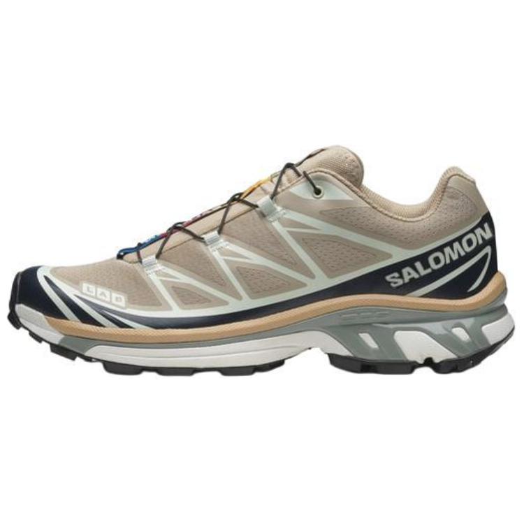 SALOMON XT-6 Comfortable Versatile Top Layer Leather Breathable Low-Top Running Shoes Unisex Running Shoes Khaki Black 477374