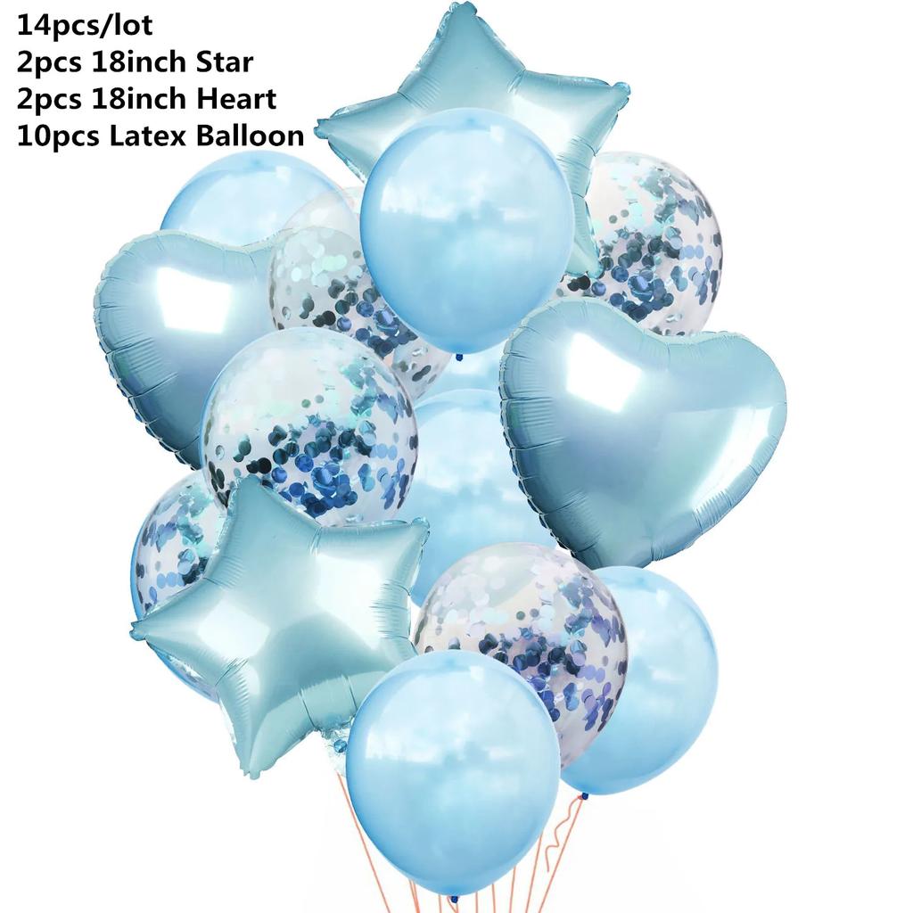 10/14 шт. Микс из розовых розовых шаров, сердечек, звезд, розового золота, конфетти, шары для украшения дня рождения, детей, взрослых, воздушные шары, свадебные шары