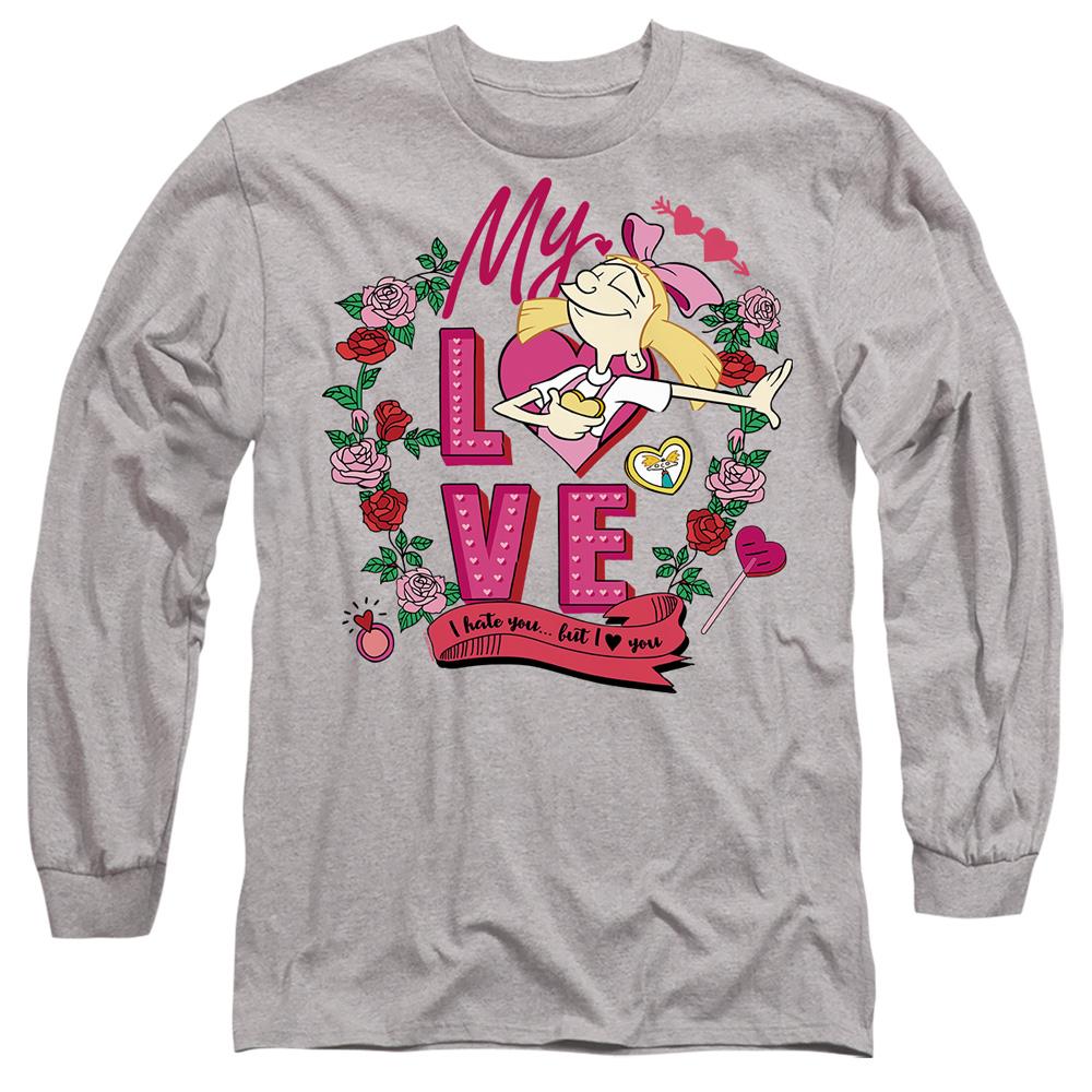 Hey Arnold! Unisex Adult I Hate You But Love You Helga Valentine`s Day T-Shirt