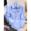 Women's Summer Butterfly Embroidery Shirt Large Size Casual Long Sleeve Shirt Comfortable Shirt