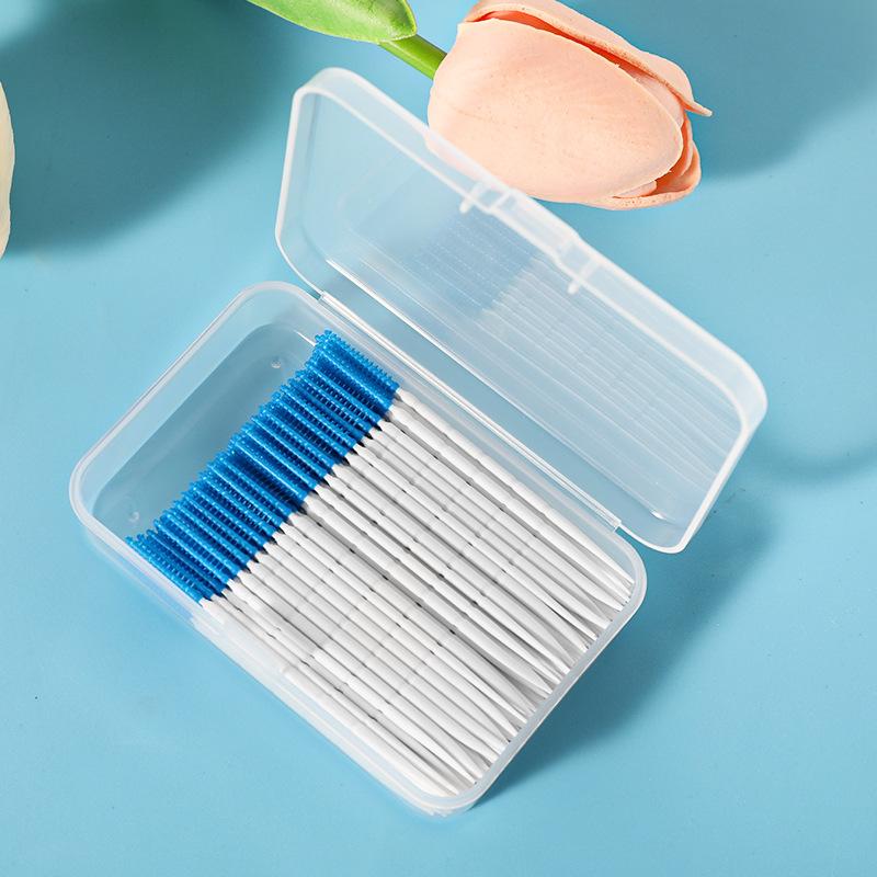 200 Pcs/Box Silicone Interdental Brushes Super Soft Dental Cleaning Brush Dental Floss Double-headed Toothpicks Oral Care Tool