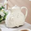 Rose Emboss Ceramic Teapot Black Tea Cup Saucers Set Retro Afternoon Tea Coffee Cup Saucer Couple Cup Set Home Drinkware Mug