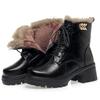2025 Новые Высококачественные Женские Ботильоны из Натуральной Кожи с Плюшем Зимние Теплые Шерстяные Женские Сапоги на Высоком Каблуке Снежные Сапоги Botas Para Mujer