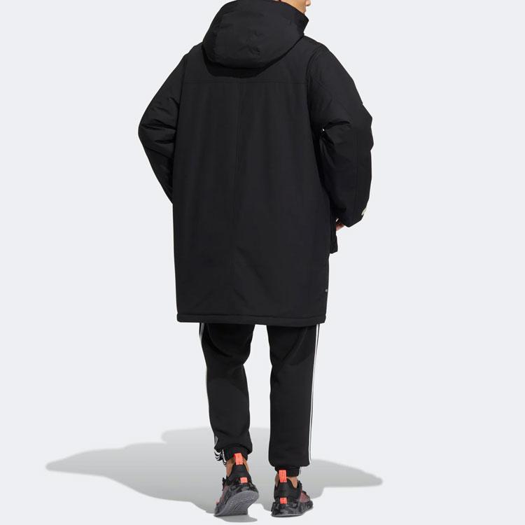 Adidas Хлопковая куртка с логотипом и воротником-стойкой, мужская верхняя одежда, черная HS9459