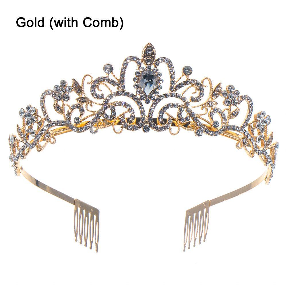 Bridal Hair Accessories Princess Rhinestone Crown with Combs Crystal Headband Silver Tiara Crown