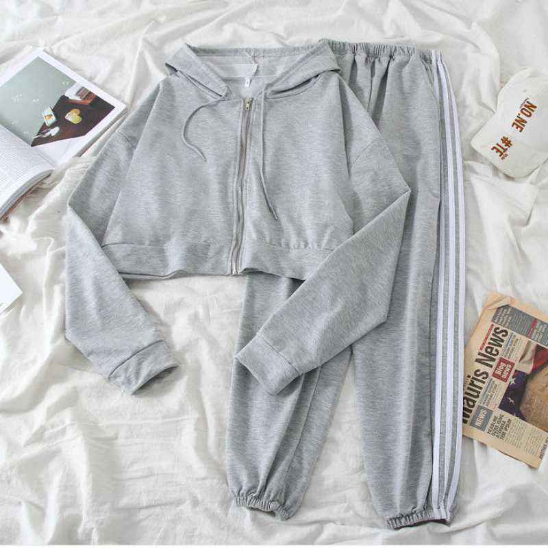 3PCS Casual Sports Suit Spring Summer Hooded Sweater Jacket Vest Jogging Sweatpants Women Three-piece Suit Athletic Girl