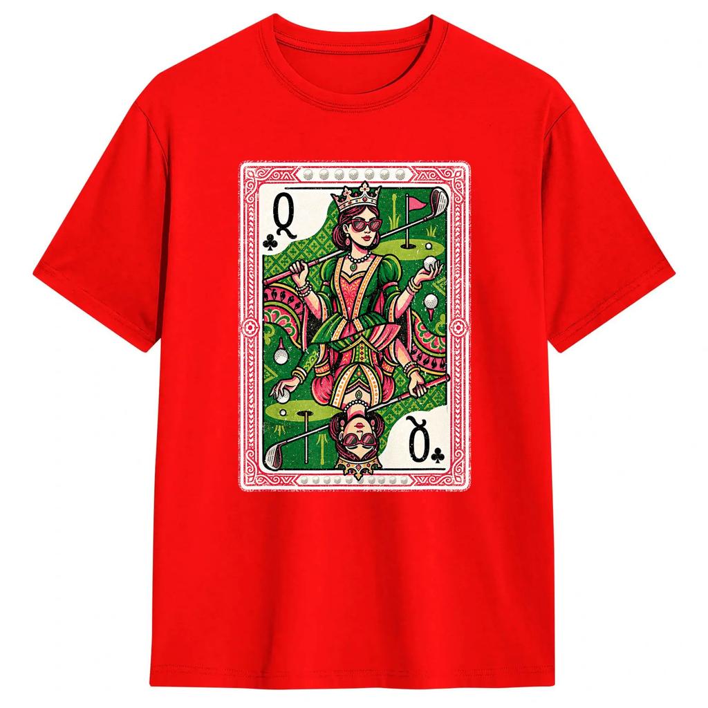 Streetwear T Shirt Beach Queen of a Clubs Golf Lover Playing Card Retro Golfer Sport Trendy Cool T Shirts Pure Cotton Tee Shirt
