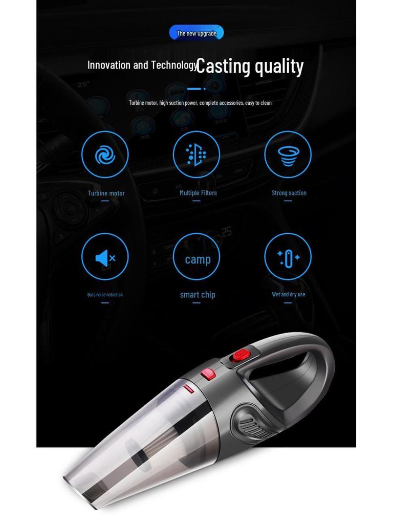 Перезаряжаемый беспроводной ручной автомобильный пылесос высокой мощности с сильным всасыванием для волос
