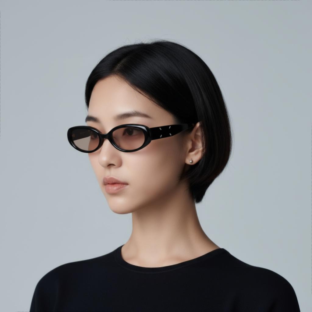 Gentle Monster X Maison Margiela Коллаборация Классический Дизайн Логотипа Овальные Солнцезащитные Очки Унисекс Солнцезащитные Очки Черные MM206-01(BR)