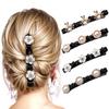 ANNA CREATIONS 4 шт. Двойной зажим для волос для женщин и девочек, стильный дизайн с стразами и жемчугом, сильный зажим-коготь для волос, нескользящий, толстый и Th