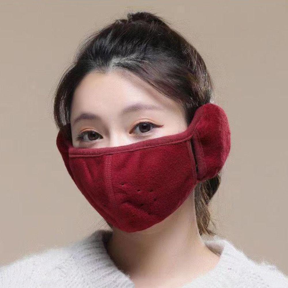 Fleece Earmuffs Mask Thermal Half Face Mask Breathable Earflap Wrap Mask  Riding