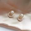 Korean Simple Stud Earrings Temperament Sweet Pearl Flower Earrings Female Jewelry