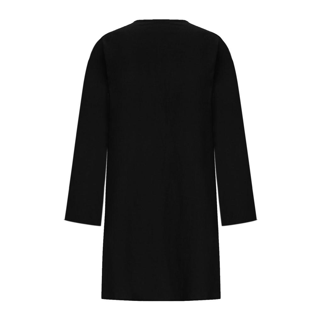 Женское платье с круглым вырезом, однотонное, свободного кроя, повседневное, из хлопка и льна