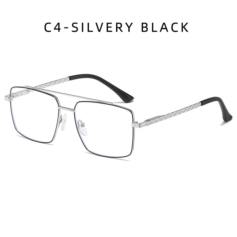 New retro square anti-blue glasses men's large metal frame personalized fashion sunshade