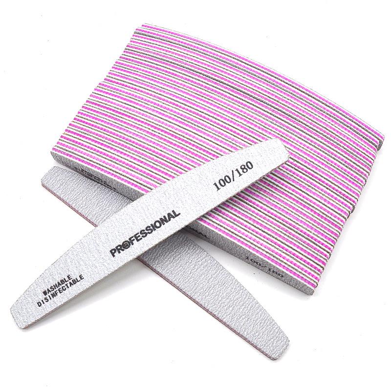 Высококачественная профессиональная пилка для ногтей полумесяц, фиолетовая основа, износостойкая с зубчиками