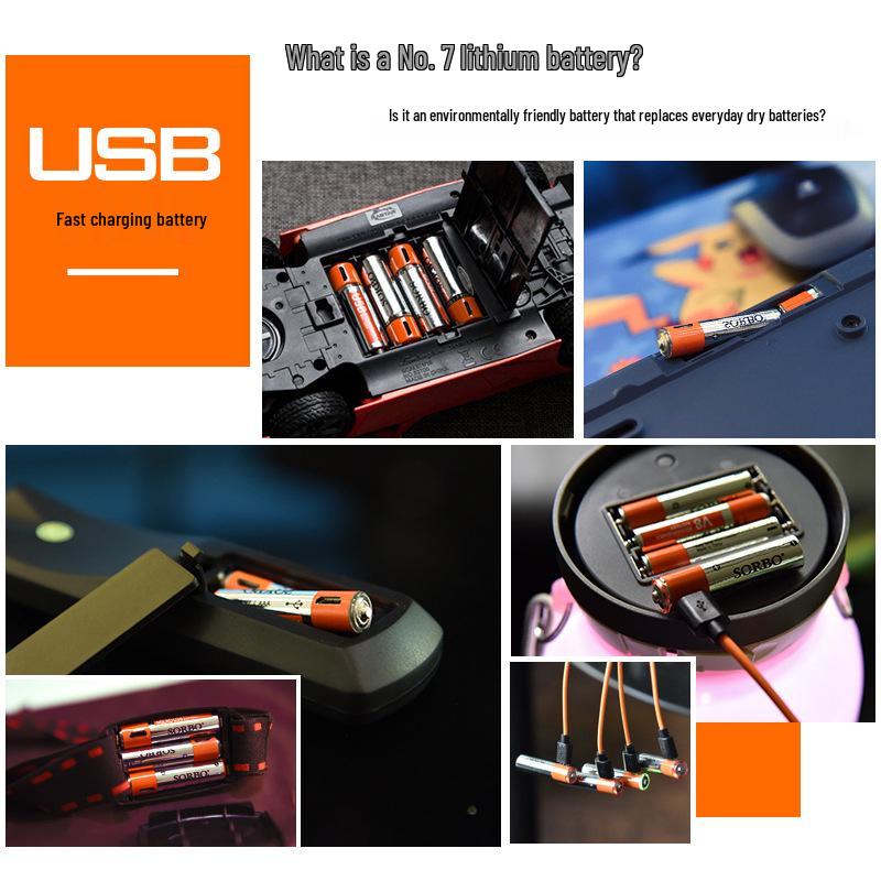 Smart USB Rechargeable AAA Battery Charger Set, 2-Slot Universal 1.5V Lithium Polymer Batteries.