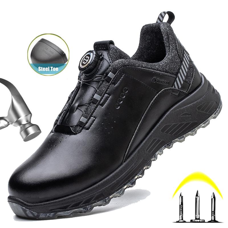 Fashion Insulation 6KV Black Leather Work Safety Shoes For Men Anti Smashing Steel Toe Cap Boots Non-slip Indestructible Male Footwear