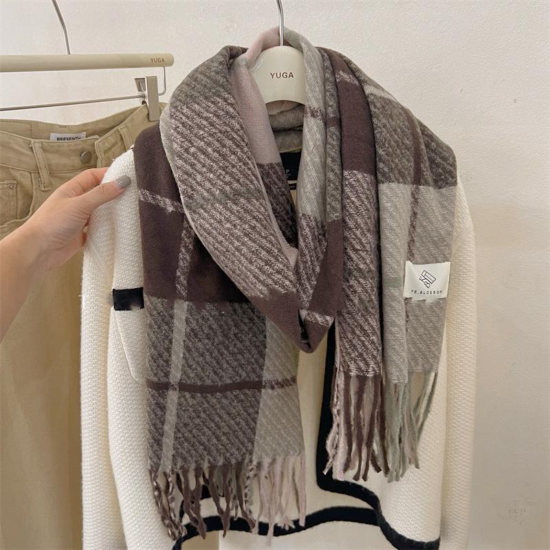 Женский шарф из пашмины, однотонный зимний кашемировый шарф, женские длинные шарфы, палантины для женщин