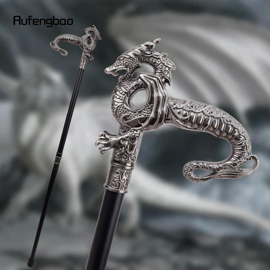 Серебряная роскошная трость с драконом, модная декоративная трость, элегантная трость для джентльмена, ручка для трости для косплея, 93 см