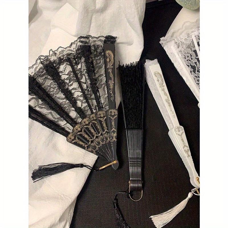1 шт. Новый китайский винтажный черный кружевной складной веер Ципао веер с кисточкой Старомодный стиль Лучшие подарки День рождения Декоративный веер