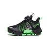 Qingkuang Shock Absorbing Wear Resistant Mid Top Basketball Shoes Kids Sneakers Black Green 312319910-3