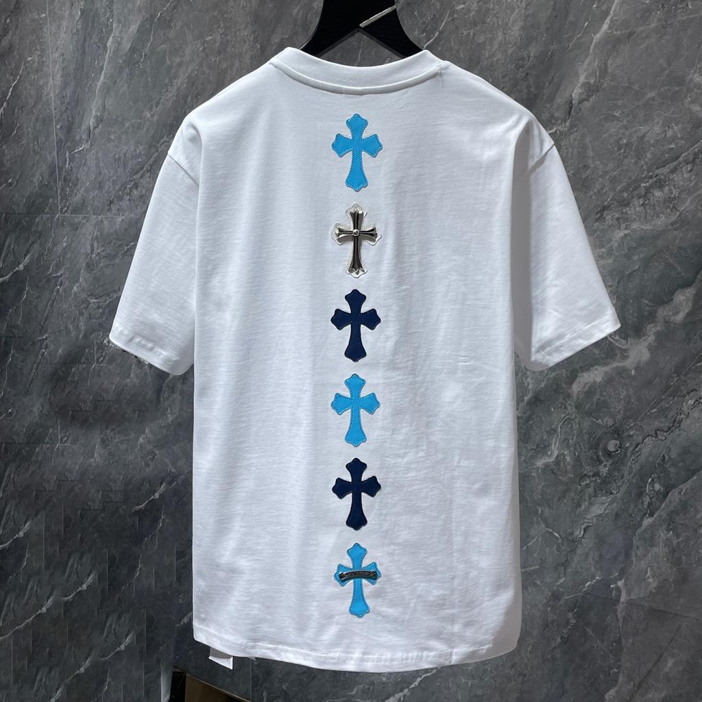 8551 CHROME HEARTS Summer New High Quality Cotton Round Neck Loose Large Size Men's and Women's T-shirt Couple T-shirt