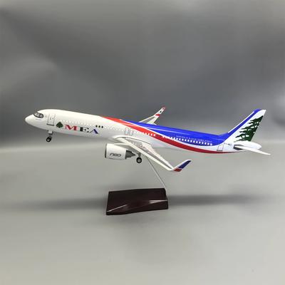Для 321 NEO Модели самолетов MEA Airlines 44 см Миниатюрный самолет Литой смола Пластиковая модель Со светом и колесами Коллекция