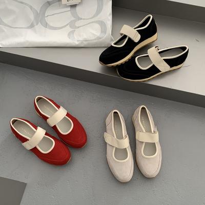 2025 осень новые ретро круглый носок толстая подошва липучка повседневная спортивная обувь женская универсальная с неглубоким вырезом Мэри одинарная обувь
