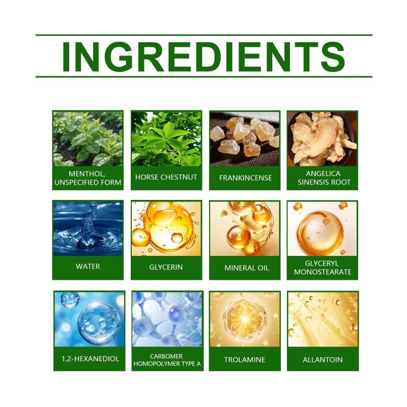 Natural Plant Extracts Leg Cream Swelling Edema Relief  Care Soreness Recovery For Long Standing External Massage