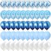 50 Pcs Blue Set Agate Marble Balloons Silver Confetti Balloon Wedding Valentine's Day Baby Shower Birthday Party Decorations