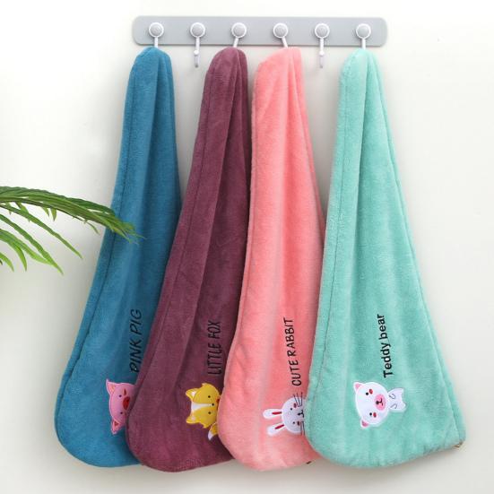 Шапка для сушки волос, быстросохнущее супермягкое короткое бархатное полотенце с вышивкой мультяшных животных, сухое полотенце для волос, инструмент для купания, ежедневное использование