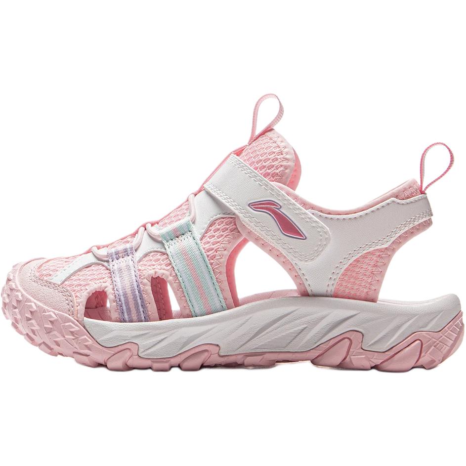 Li Ning Kids Sports Lifestyle Synthetic Leather Fashion Comfortable Non-Slip Wear-Resistant Low-Top Sandals Kids Sandals Pink YKKV006-2