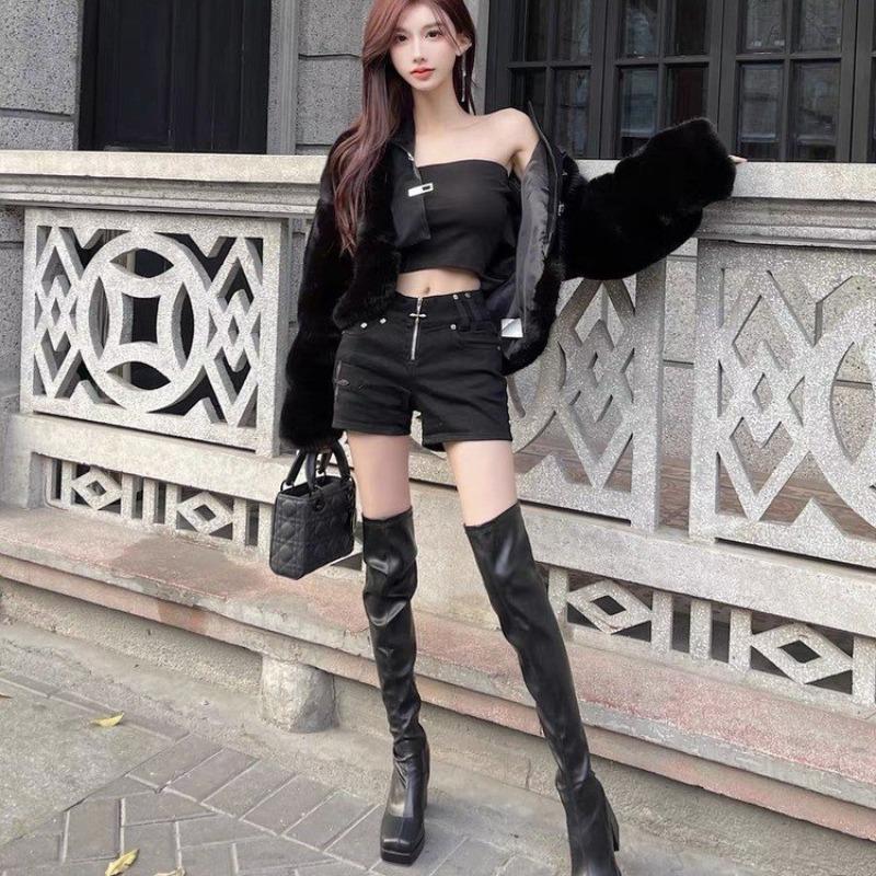 Модные эластичные ботфорты, длинные сапоги для женщин, водонепроницаемая платформа, толстая подошва, сапоги на высоком каблуке, высокие сапоги для женщин