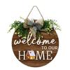 2D Flat 2D Round Welcome Sign Retro Style Hanging Wooden Board New Round Doorplate  Home Decor