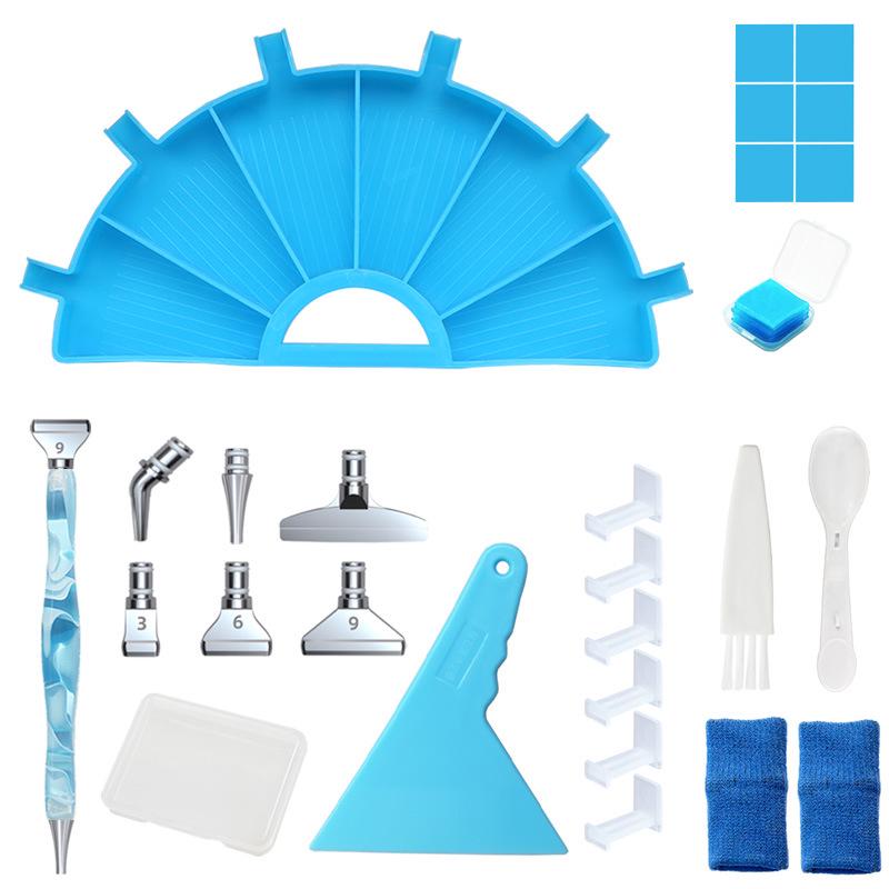 Multifunctional Diamond Painting Tool Set: Flip Drill Plate, DIY Drill Pen, Storage Tray & Embroidery Sieve