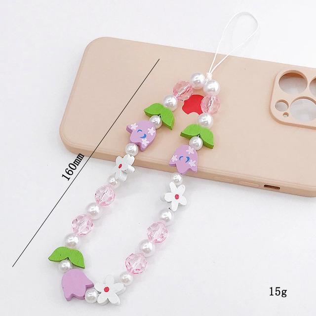 Простые облачные цветы, акриловая цепочка для телефона из бисера, ремешок ярких цветов с бантом и узлом-тюльпаном, чехол для телефона, веревка, ювелирные аксессуары для женщин