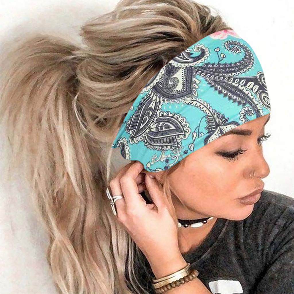 Женская повязка на голову с принтом, спортивная повязка для волос с широким краем, повязка на голову для йоги, мягкая повязка для волос, головной убор, повязка для волос
