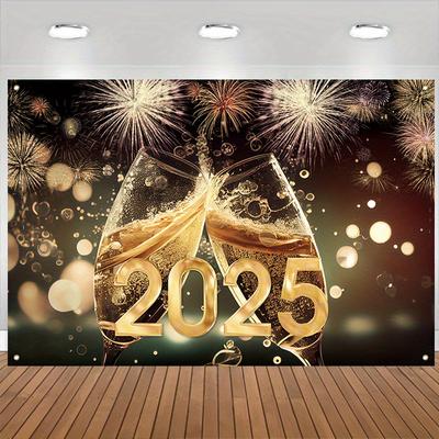 1 штука, 115*180 см, 45,2*70,8 дюйма, 2025 Новый, Баннер для новогоднего украшения, Фотофон, Новогоднее празднование, Ткань для фона для вечеринки