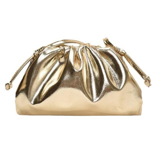 Women Clutch Purses Faux Leather Evening Bag Crossbody Purse Ruched Cloud Handbag Waterproof Shoulder Bag for Wedding Date Party